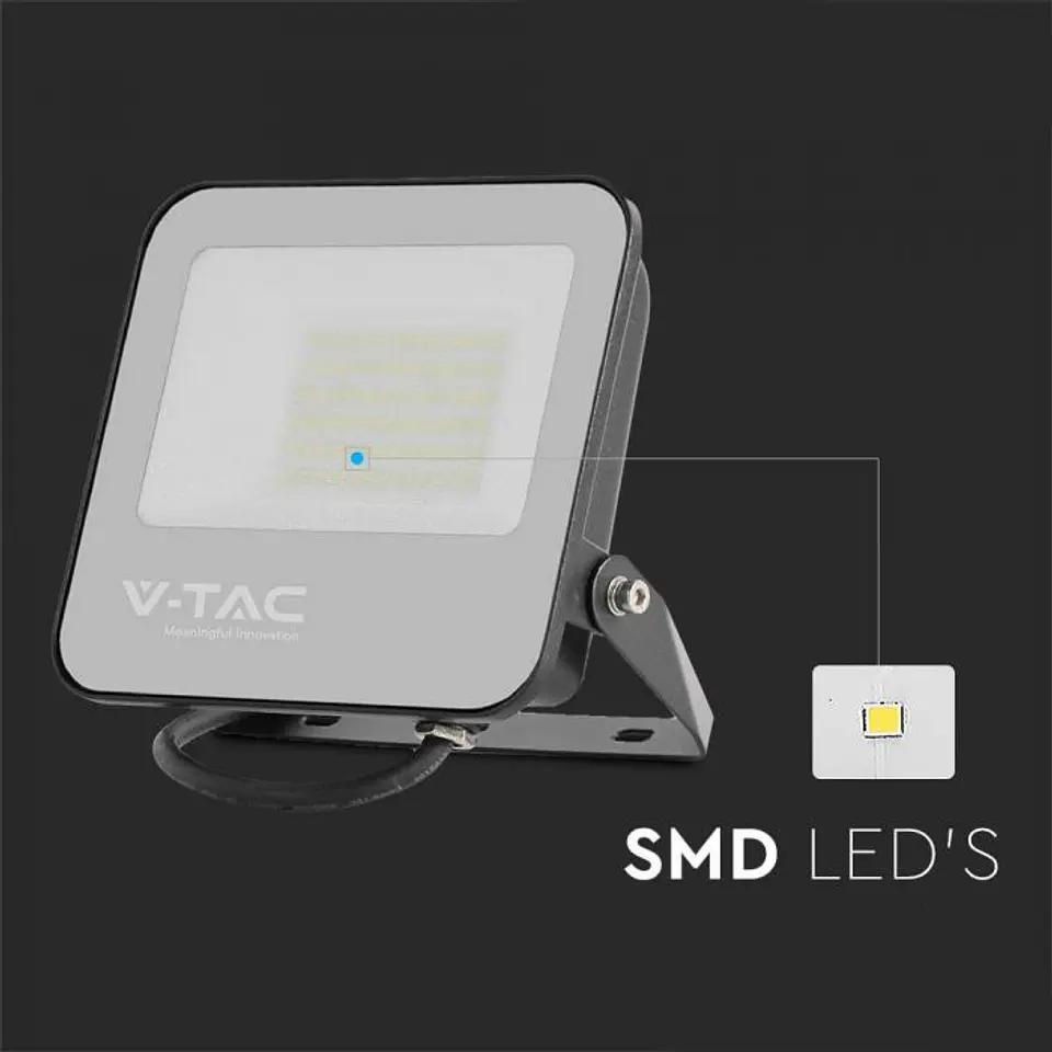 Proyector LED 50W 4000K 160lm/W IP65 Cuerpo Negro/Vidrio Gris V-TAC 3