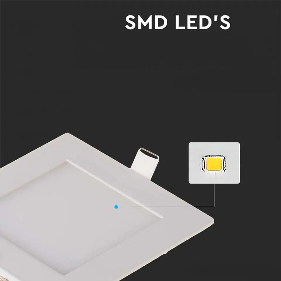 Downlight LED quadrado de encastrar 6W 6400K V-TAC 4