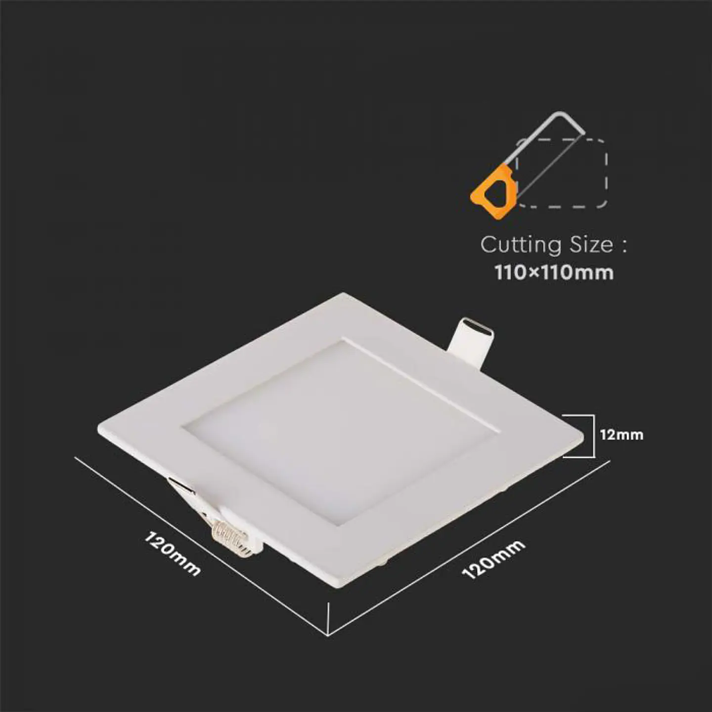 Downlight LED quadrado de encastrar 6W 6400K V-TAC 2