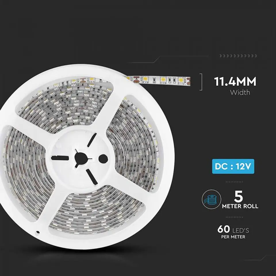 LED Strip SMD 5050- 60 9.6W 3000K 12V IP65 V-TAC 3