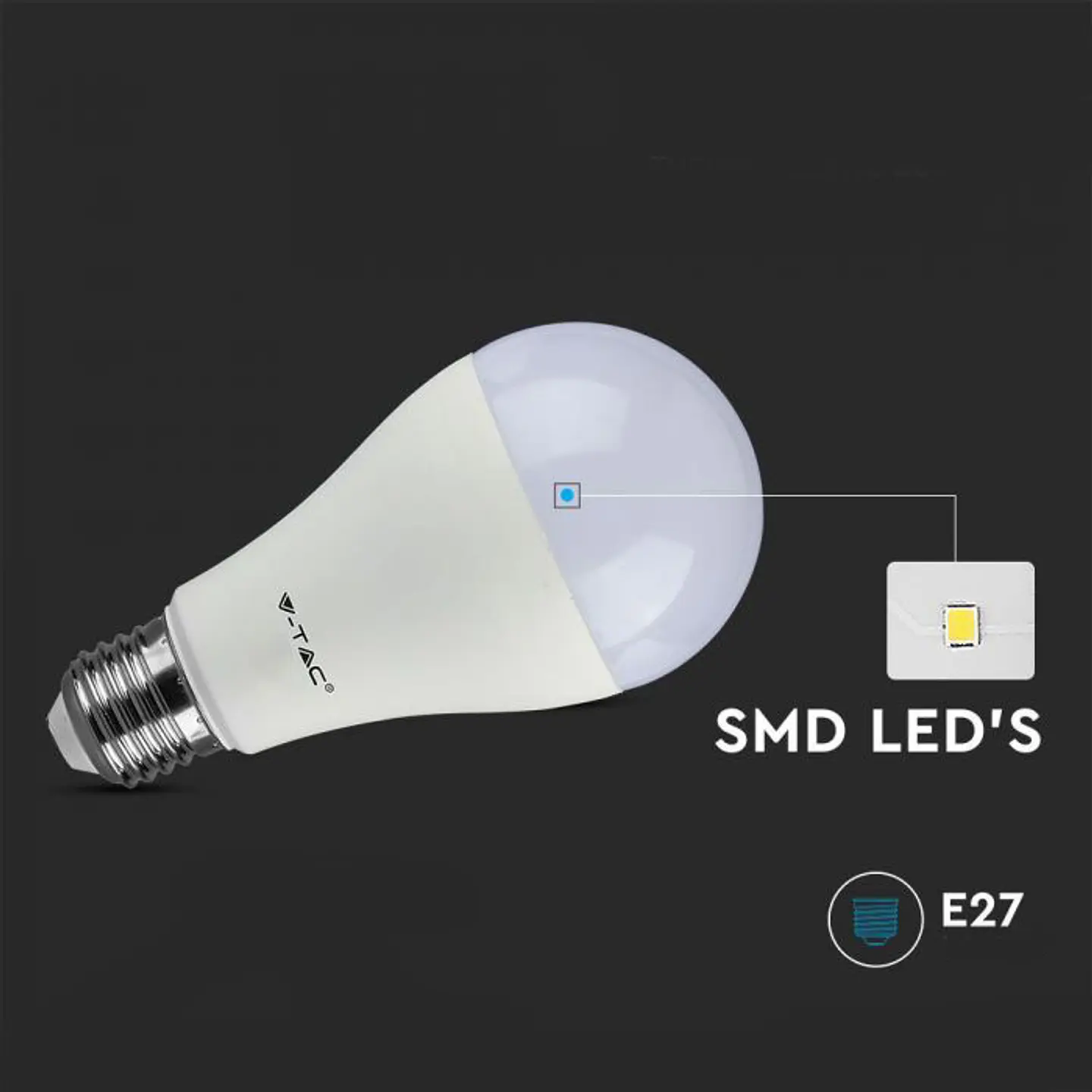 Lamp LED 8.5W 6400K E27 A60 (pack 3) V-TAC 3