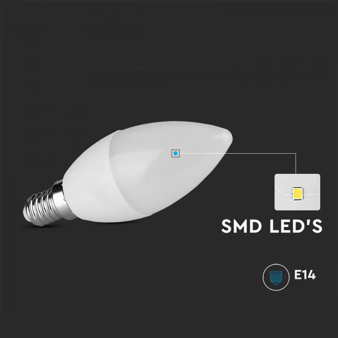 Lamp LED candle 6.5W 4000K E14 V-TAC 4