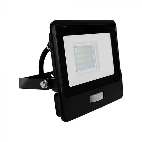 Projetor LED 20W 6500K c/sensor PIR Chip Samsung 1m cabo Corpo Preto IP65 V-TAC