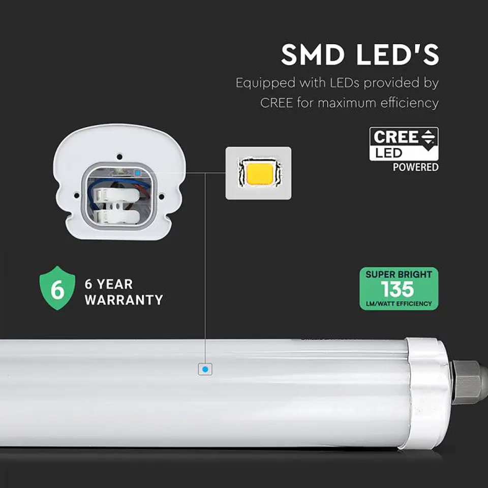 Armadura estanque 48W LED WP G-Series Tube 1500mm Chip CREE 130LM/W WTY V-TAC 7