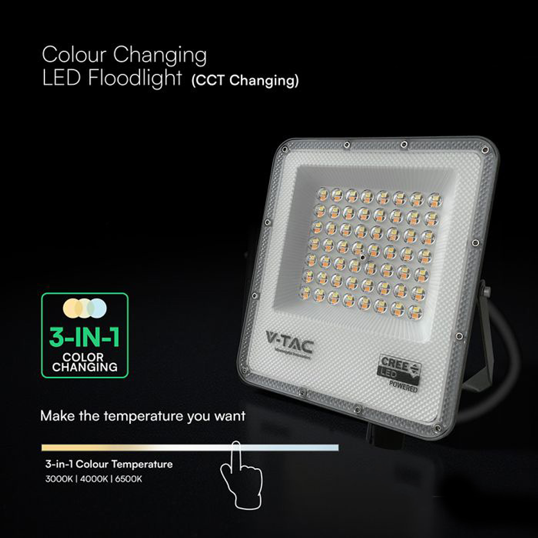 Projetor 50W LED Chip CREE CCT 3IN1 V-TAC 3