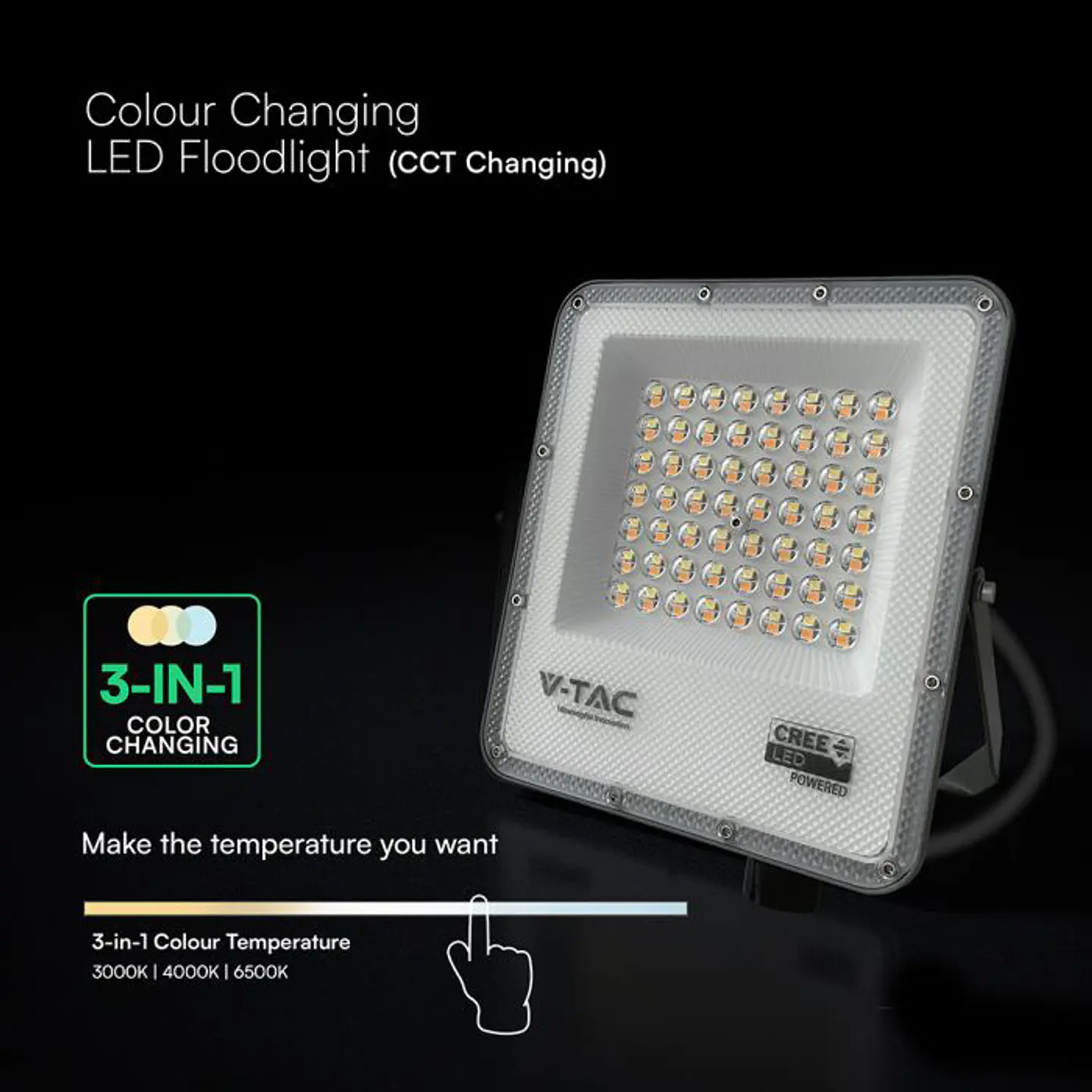 Projetor 50W LED Chip CREE CCT 3IN1 V-TAC 3