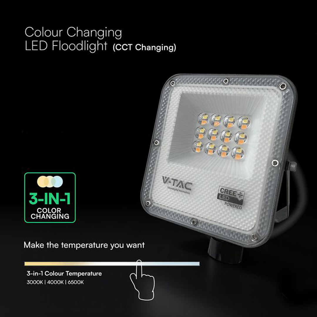 Projetor 10W LED Chip CREE CCT 3IN1 V-TAC 3