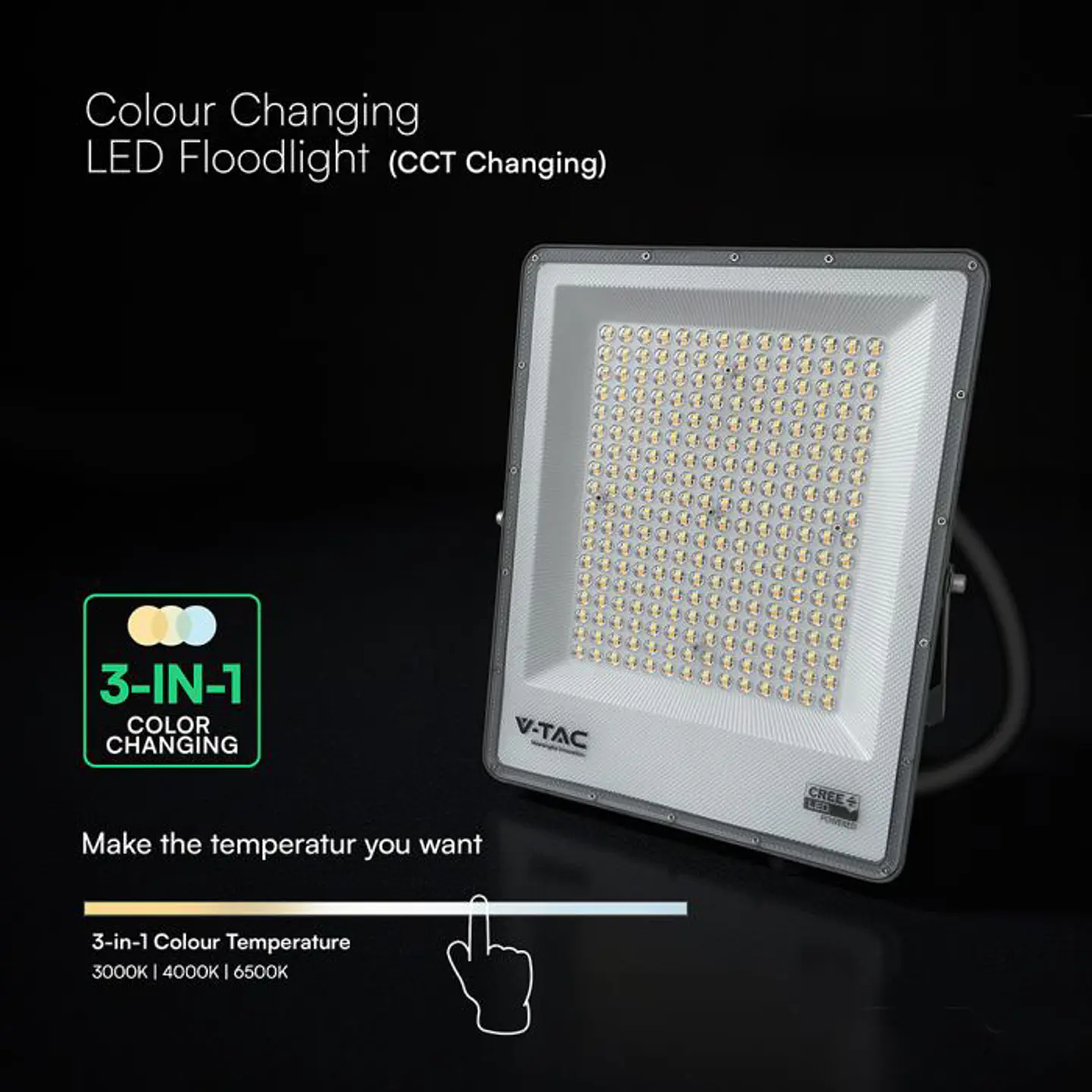 Projetor 200W LED Chip CREE CCT 3IN1 V-TAC 3