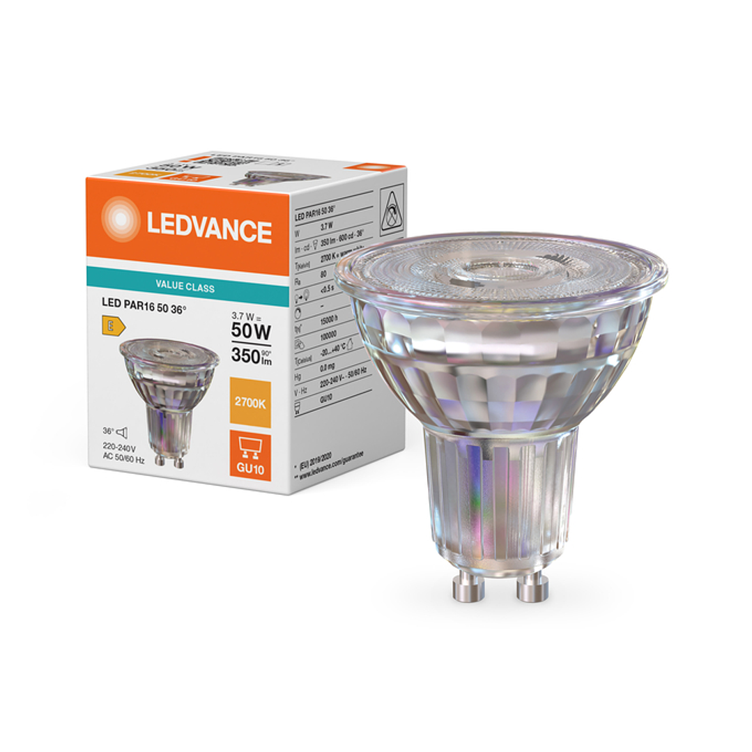 Lâmpada LED PAR16 50 36° P 3.7W 827 GU10 Ledvance 3