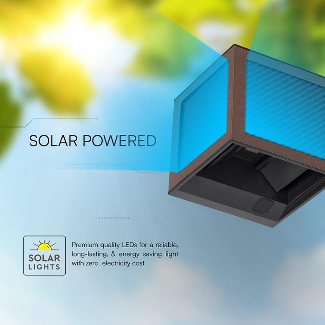 Aplique de parede solar LED 9W LED c/sensor PIR 3IN1 Castanho IP65 V-TAC 4