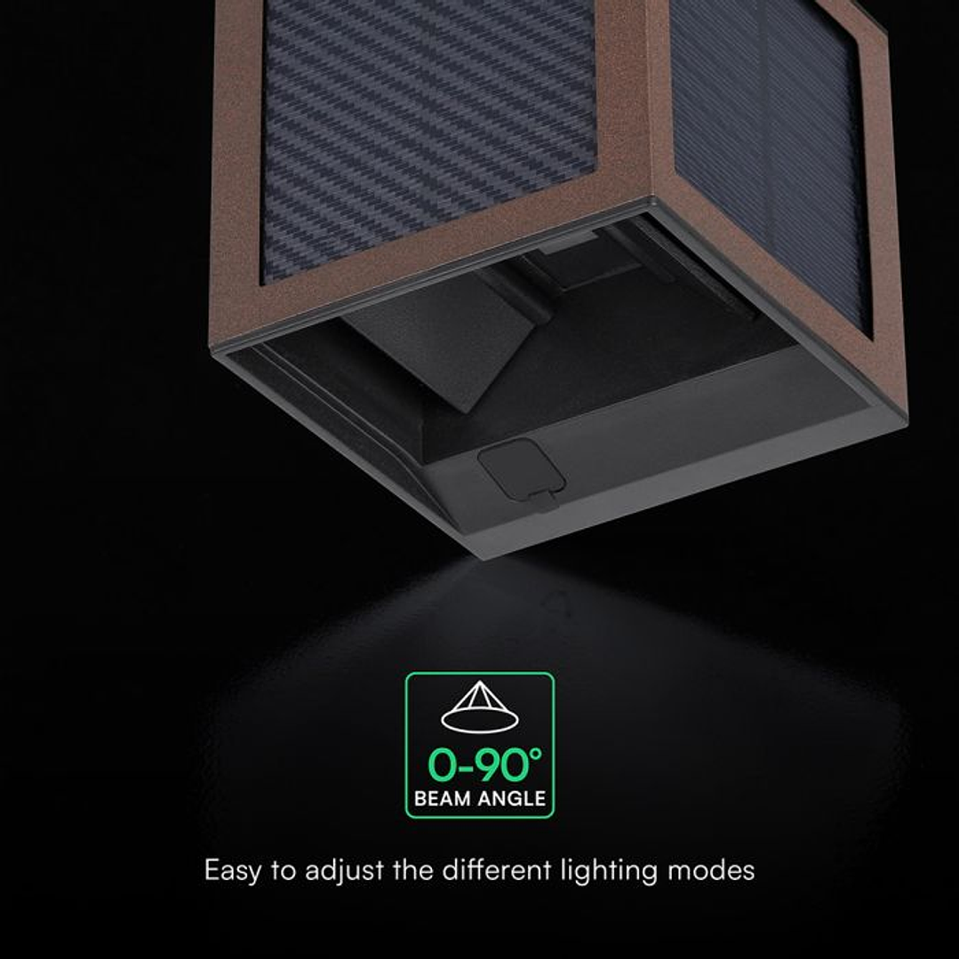 Aplique de parede solar LED 9W LED c/sensor PIR 3IN1 Castanho IP65 V-TAC 3