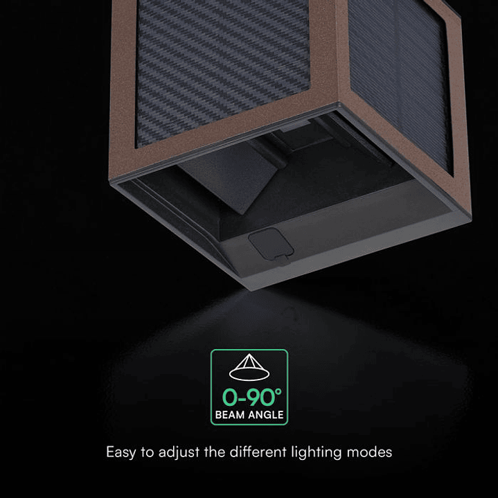 Aplique de parede solar LED 9W LED c/sensor PIR 3IN1 Castanho IP65 V-TAC 3