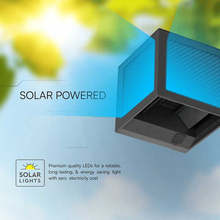 Aplique de parede solar LED 9W c/sensor PIR 3IN1 IP65 Preto V-TAC 5
