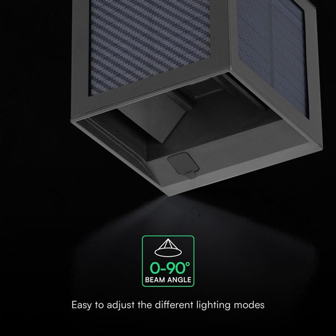 Aplique de parede solar LED 9W c/sensor PIR 3IN1 IP65 Preto V-TAC 4