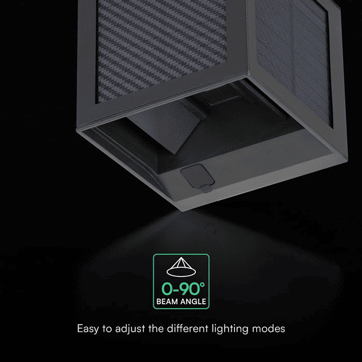 Aplique de parede solar LED 9W c/sensor PIR 3IN1 IP65 Preto V-TAC 4