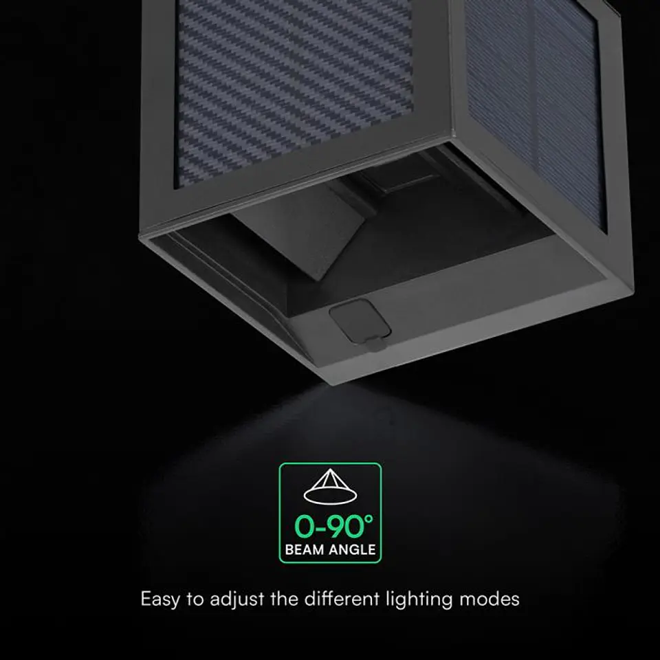Aplique de parede solar LED 9W c/sensor PIR 3IN1 IP65 Preto V-TAC 4