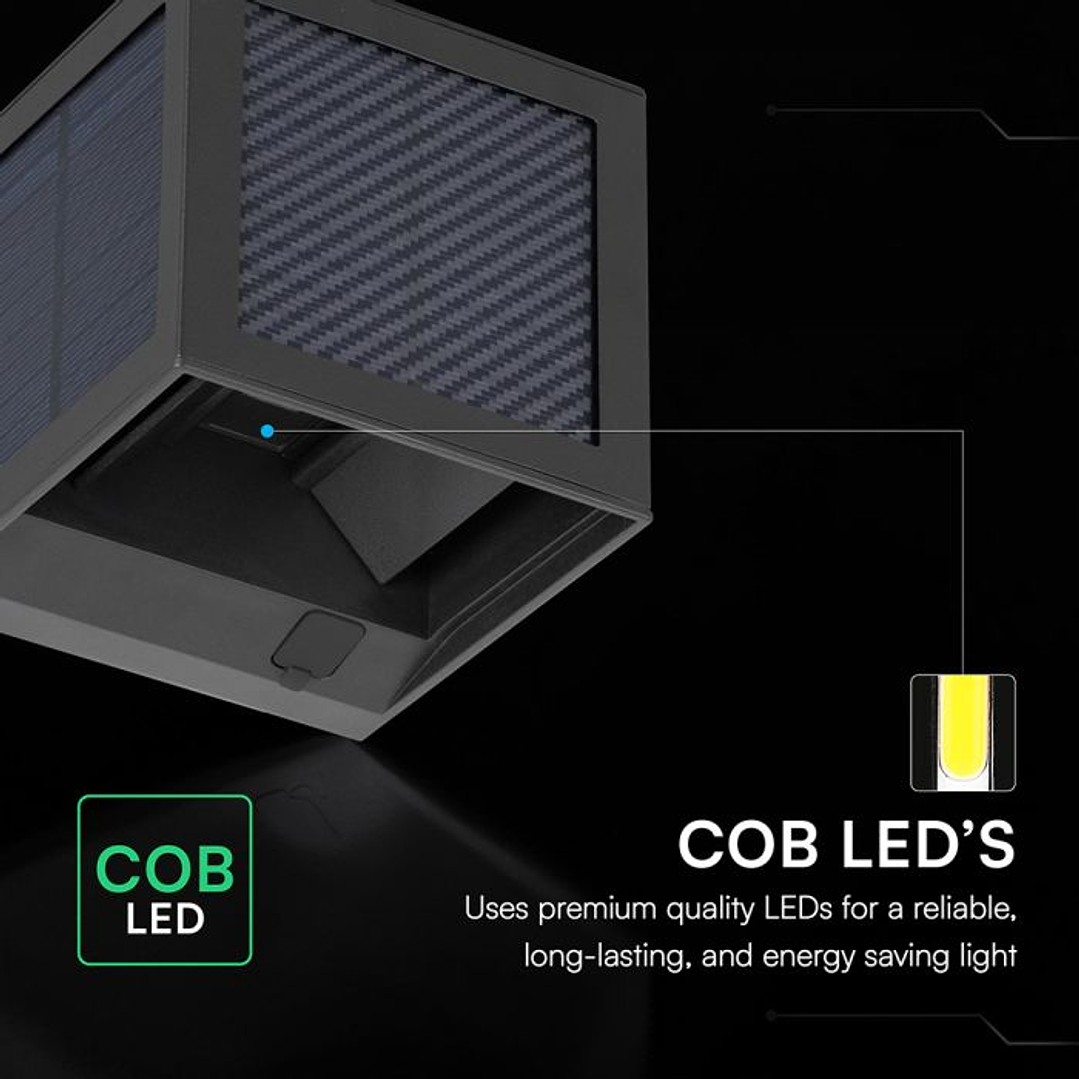 Aplique de parede solar LED 9W c/sensor PIR 3IN1 IP65 Preto V-TAC 3