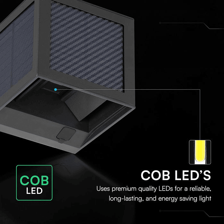 Aplique de parede solar LED 9W c/sensor PIR 3IN1 IP65 Preto V-TAC 3