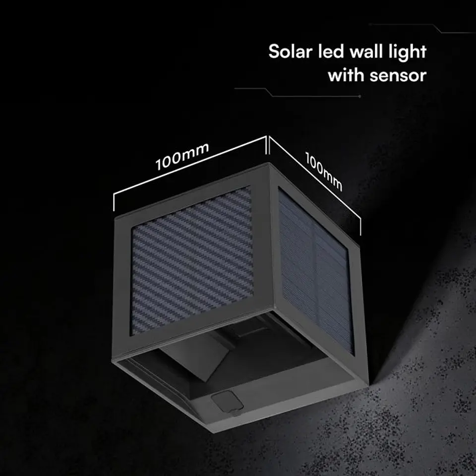 Aplique de parede solar LED 9W c/sensor PIR 3IN1 IP65 Preto V-TAC 2