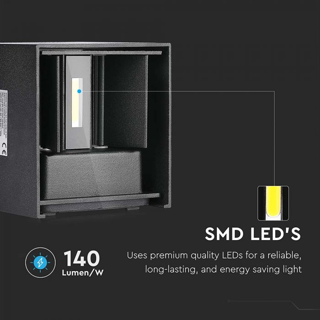 Aplique de parede Bridgelux 5W c/chip SMD Preto V-TAC 7