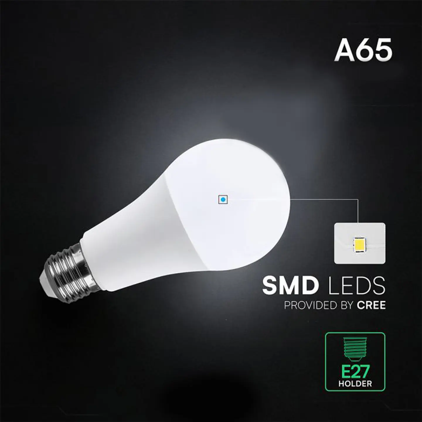Lâmpada LED Plastic 15W A65 6500K E27 200° chip CREE V-TAC 4