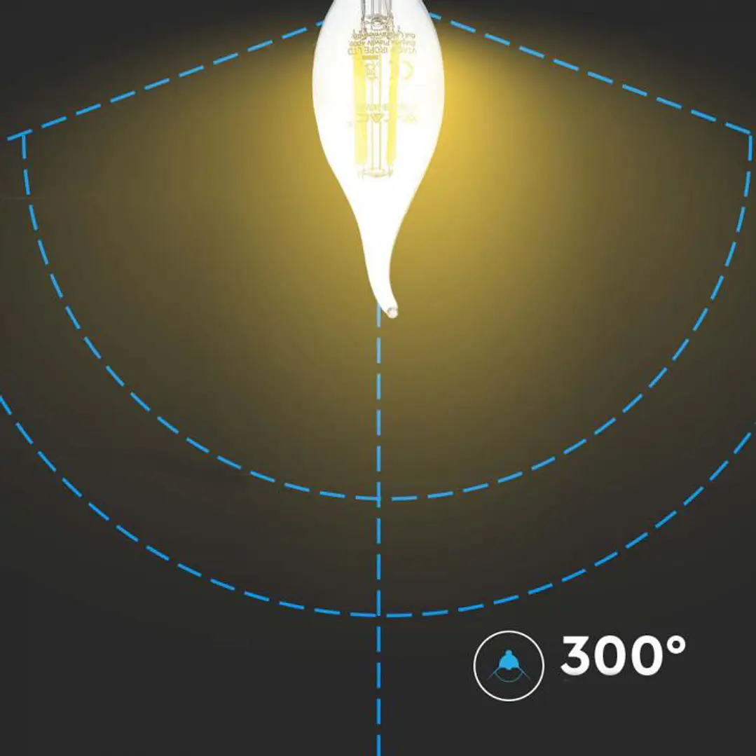Lâmpada vela LED de filamento 4W 3000K E14 V-TAC 3