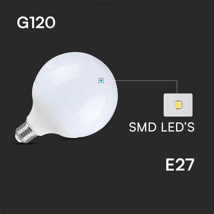 Lâmpada LED Plastic Chip Samsung 18W G120 6500K E27 V-TAC 3