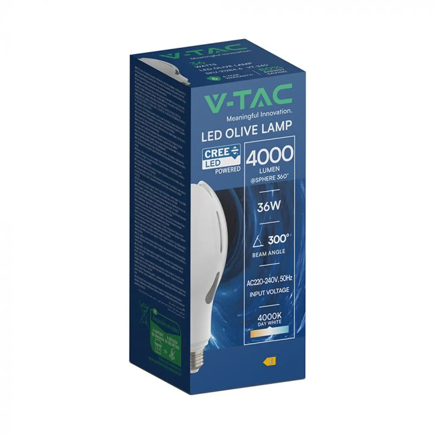 Lâmpada LED Olive 36W Chip CREE 4000K E27 V-TAC 5