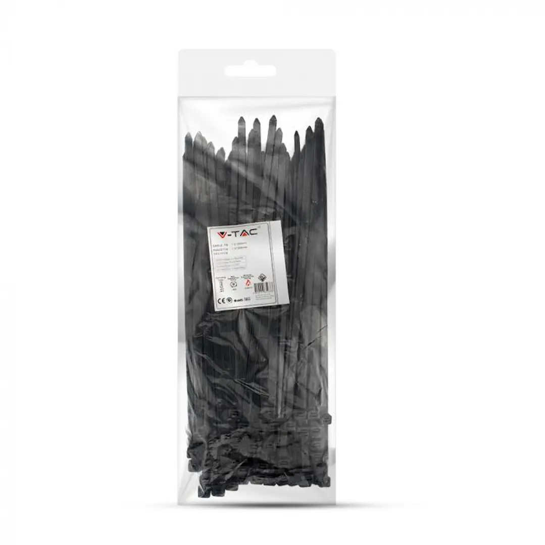 Cable tie 7.6x300mm Black UL94-V2 (pack 100) V-TAC 3