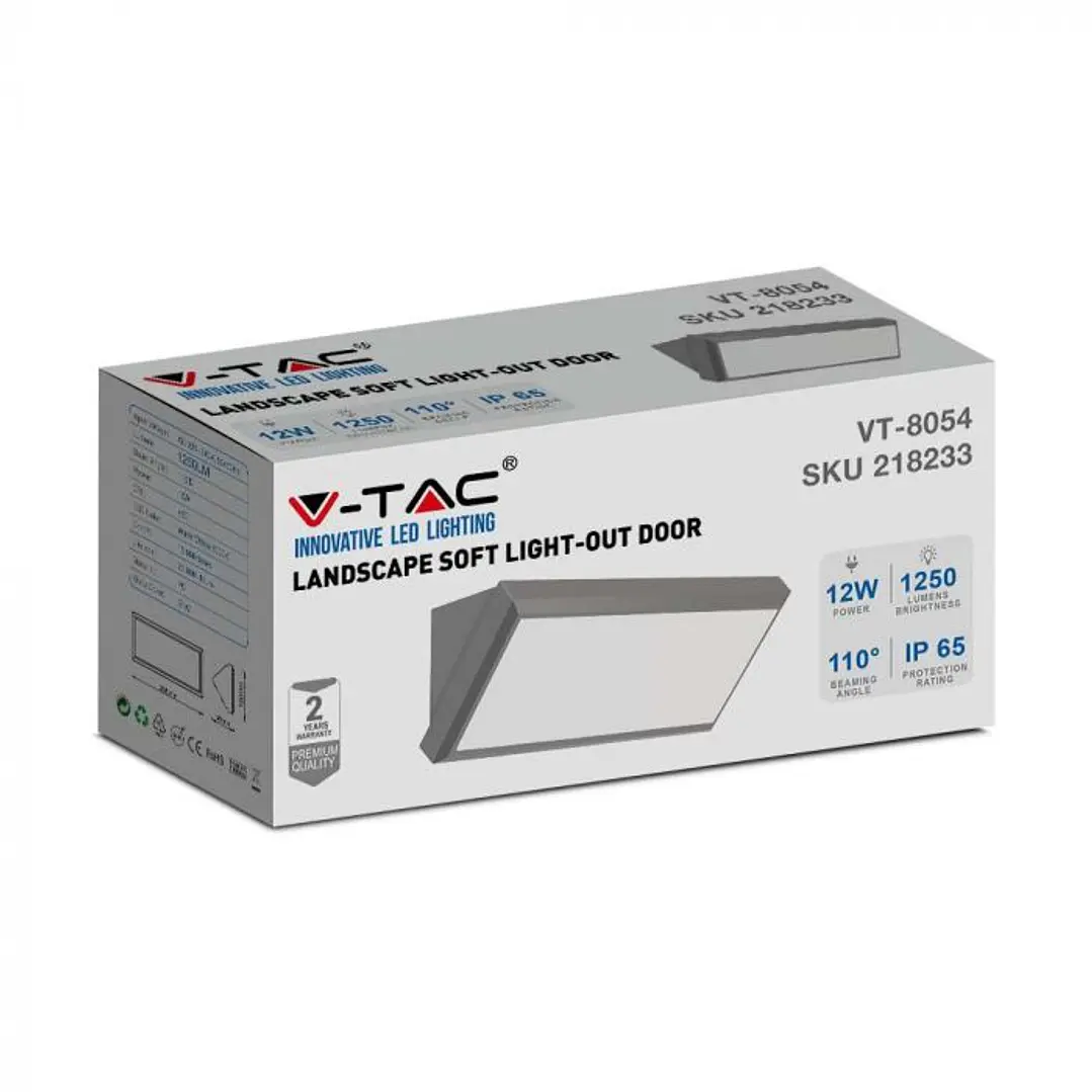 Wall lamp LED 12W LED Soft Light Medium Gray Body 6400K V-TAC 7