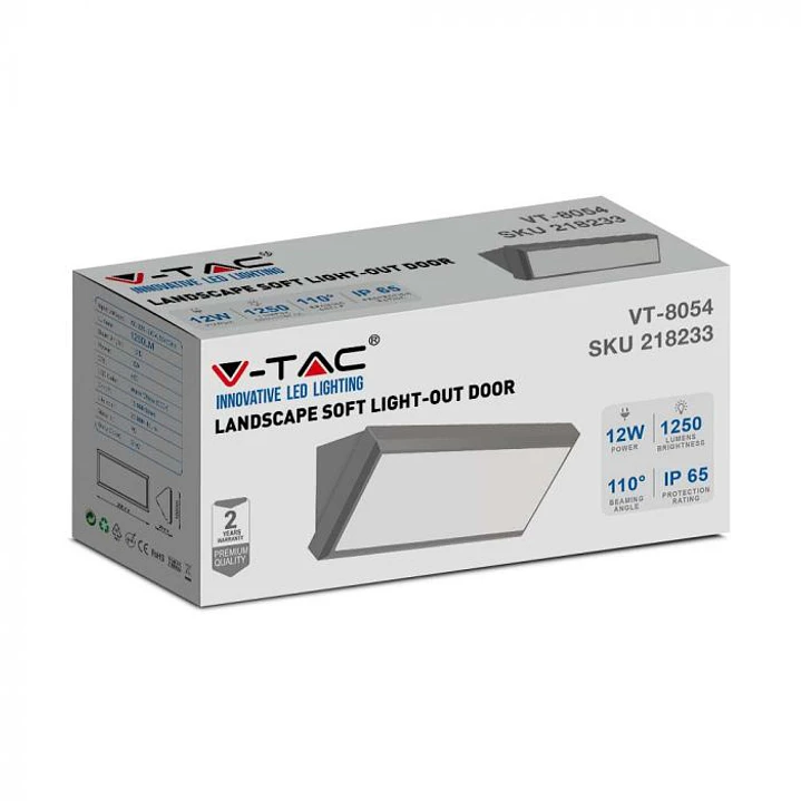 Wall lamp LED 12W LED Soft Light Medium Gray Body 6400K V-TAC 7