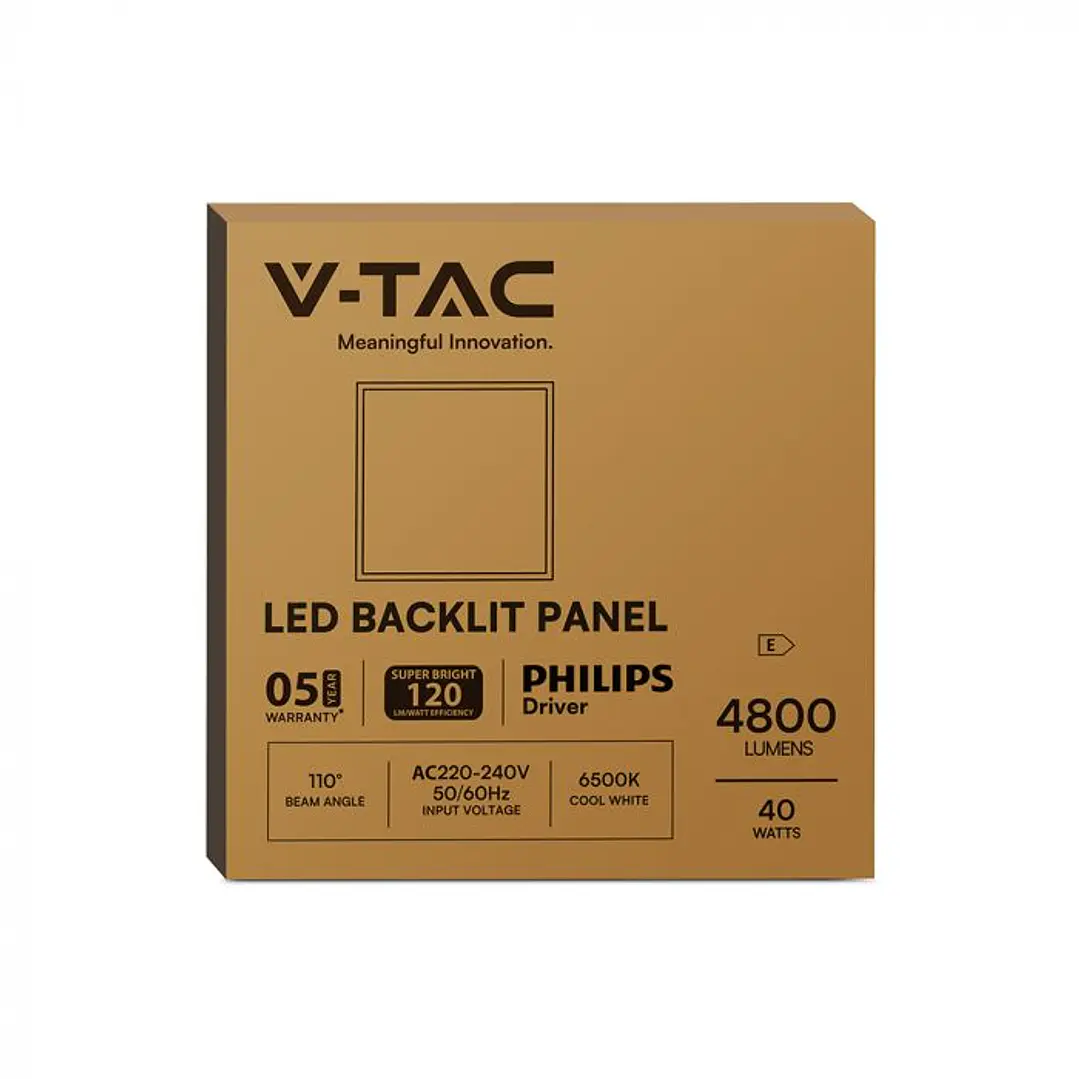 Panel Blacklit 40W LED 595x595mm Driver Philips 6500K 120LM/W V-TAC 8