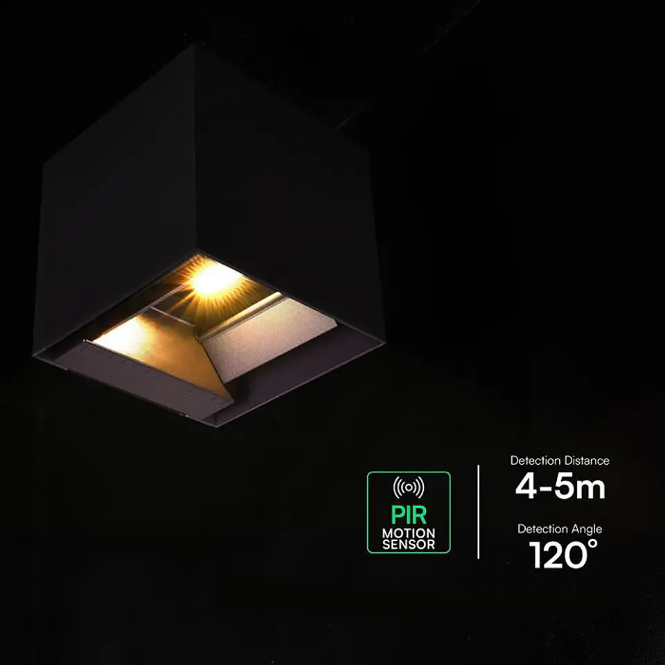 Wall lamp LED solar 9W with PIR sensor 3IN1 IP65 Black V-TAC 8