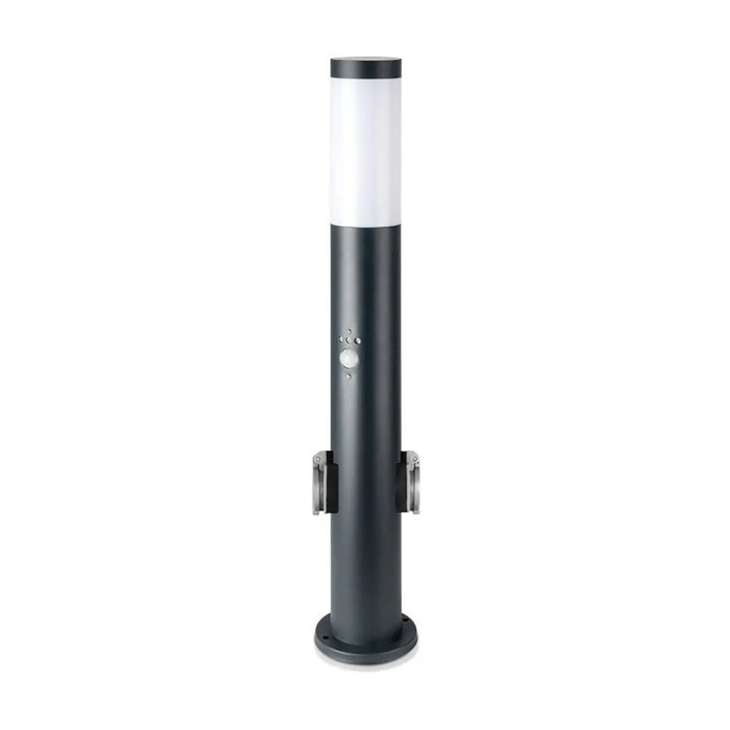Baliza c/lâmpada, sensor PIR e tomada, 600mm IP44, aço inoxidável cinza V-TAC 1