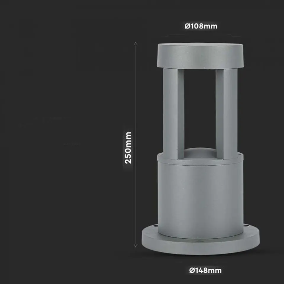 Baliza con bombilla LED 250mm 10W gris V-TAC 4