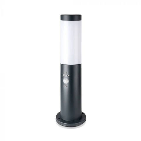 Baliza com lâmpada (E27) e sensor PIR 450mm aço inoxidável IP44 cinza V-TAC