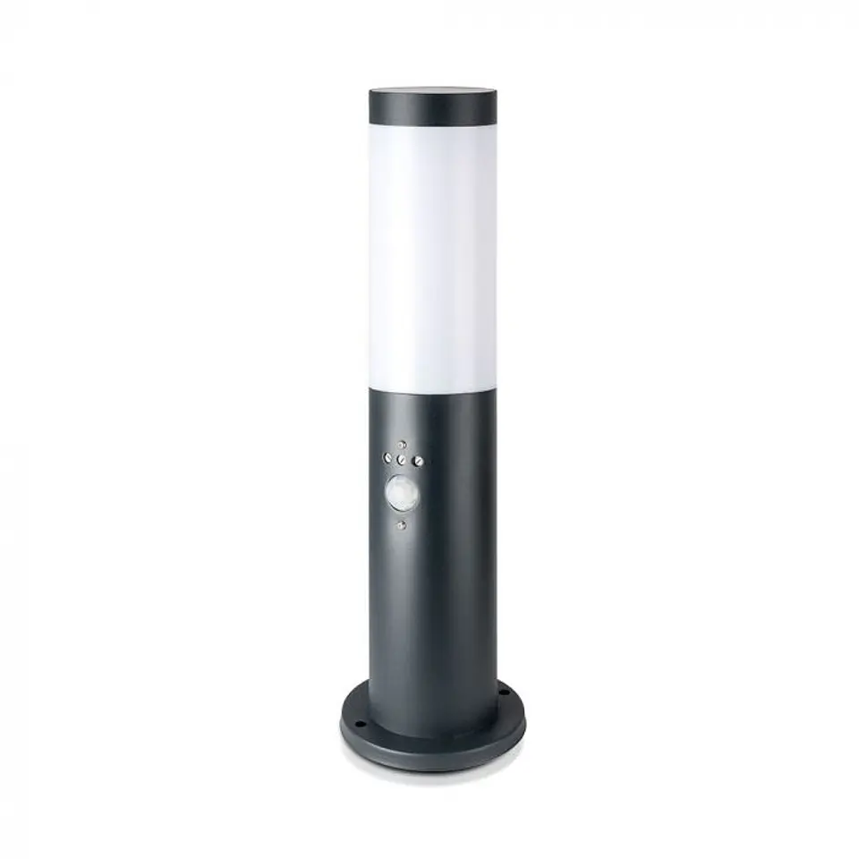 Bollard with lamp (E27) and PIR sensor 450mm stainless steel IP44 grey V-TAC 1