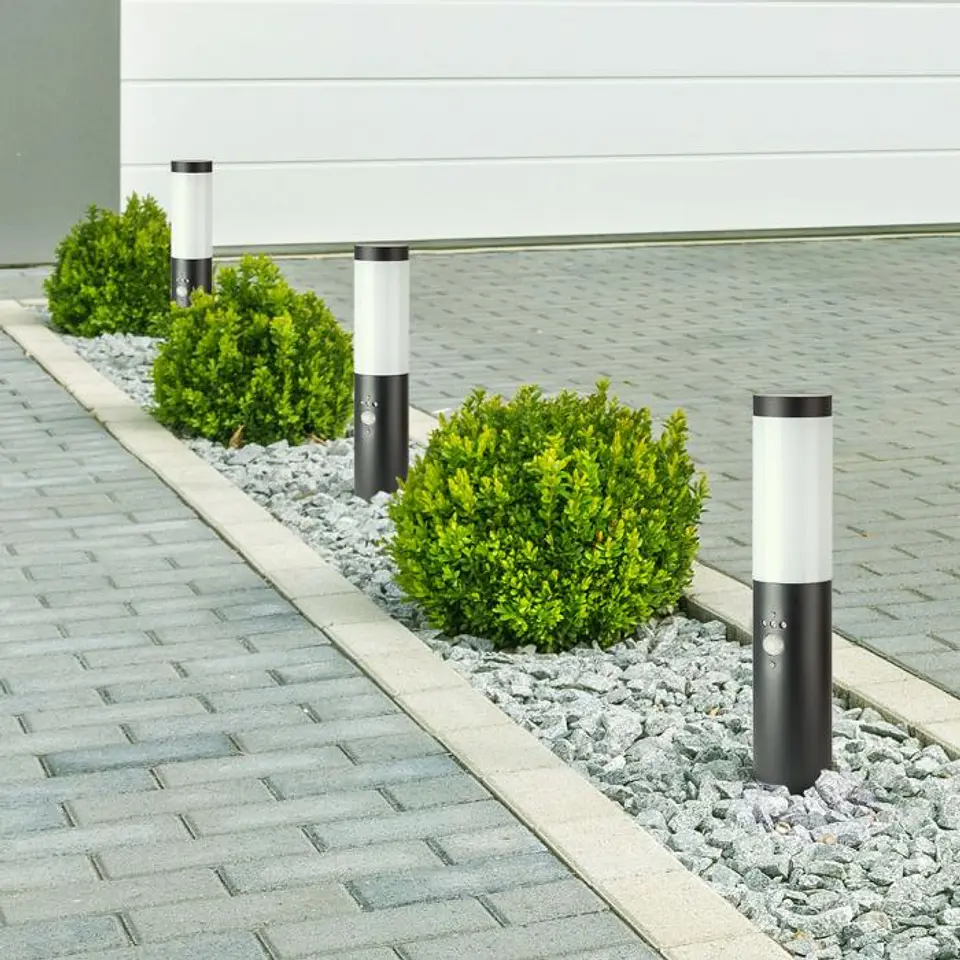 Bollard with lamp (E27) and PIR sensor 450mm stainless steel IP44 grey V-TAC 5