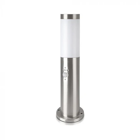 Baliza c/lâmpada (E27) e sensor PIR 450mm aço inoxidável IP44 níquel acetinado V-TAC