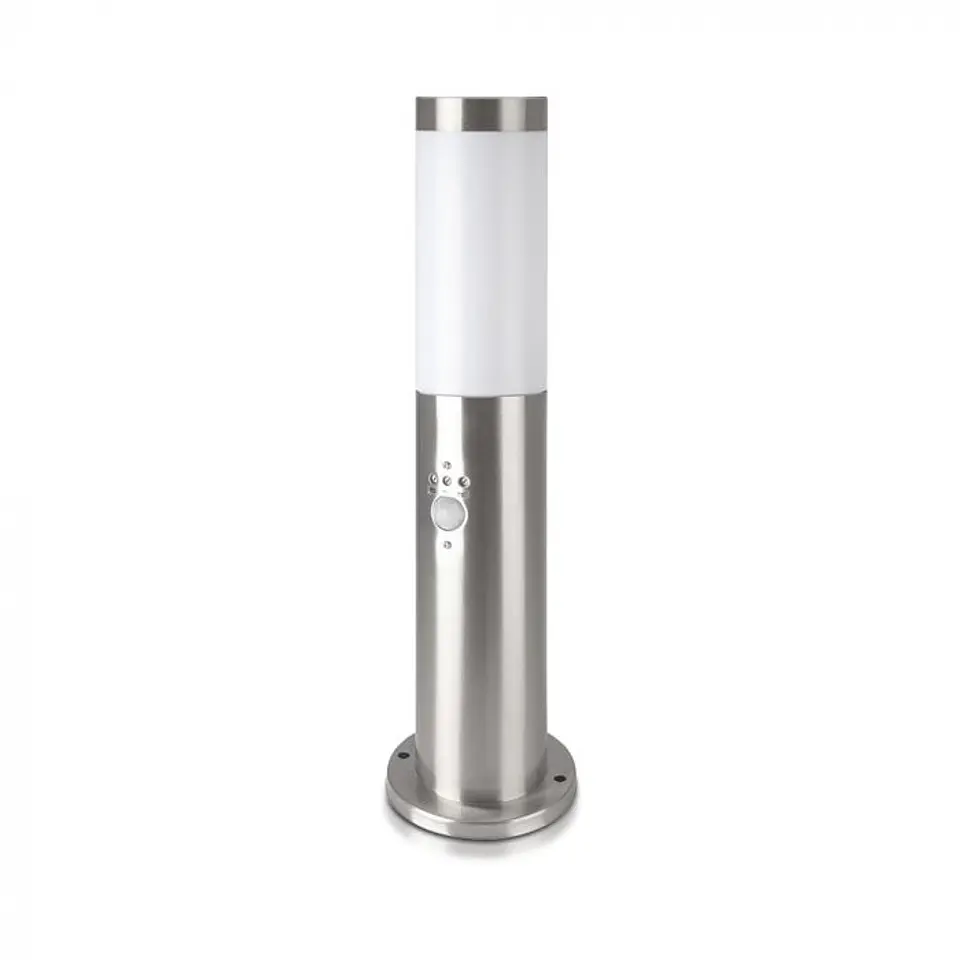 Bollard with lamp (E27) and PIR sensor 450mm stainless steel IP44 satin nickel V-TAC 1