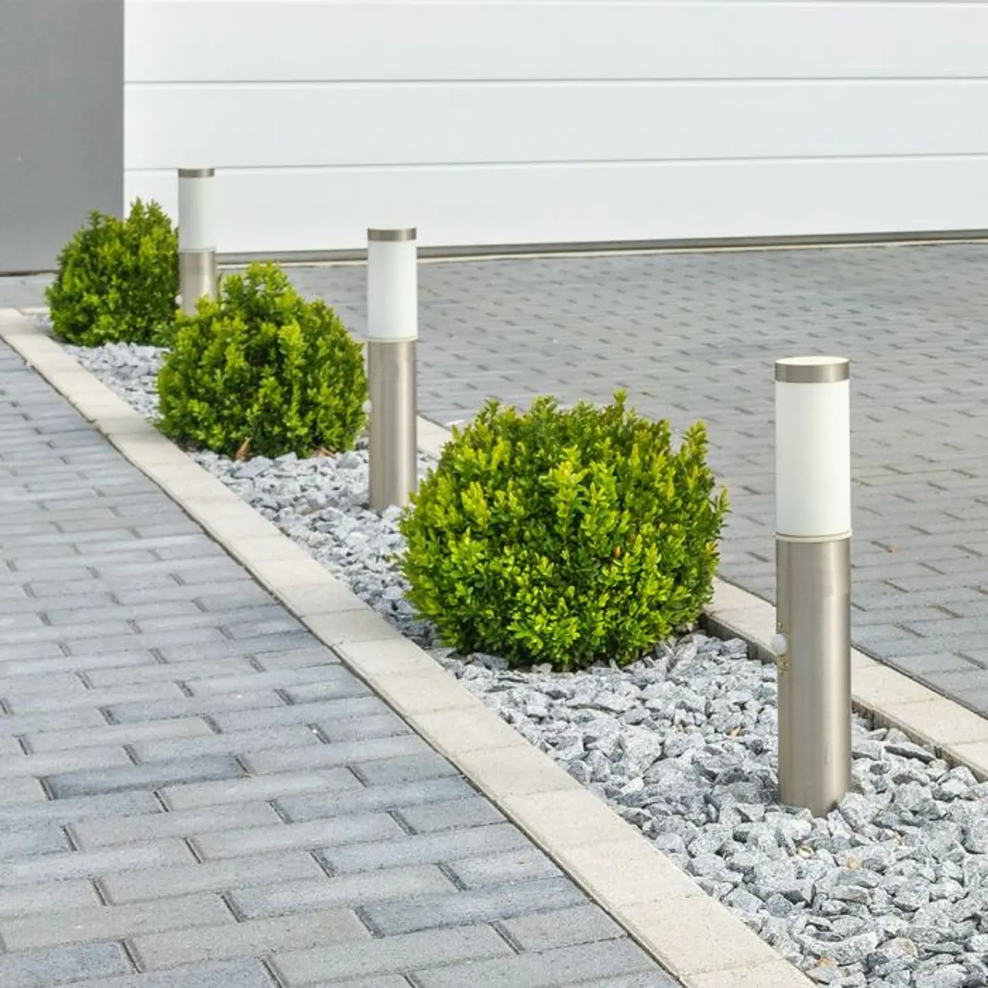 Bollard with lamp (E27) and PIR sensor 450mm stainless steel IP44 satin nickel V-TAC 5