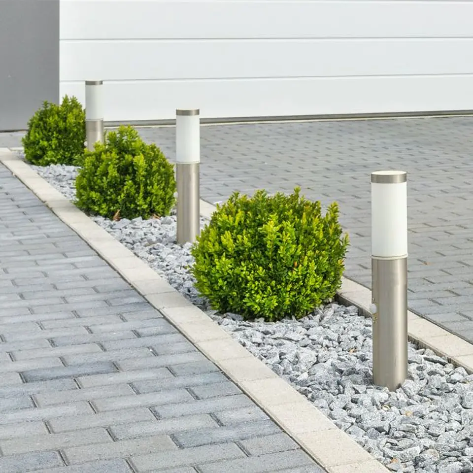 Bollard with lamp (E27) and PIR sensor 450mm stainless steel IP44 satin nickel V-TAC 5