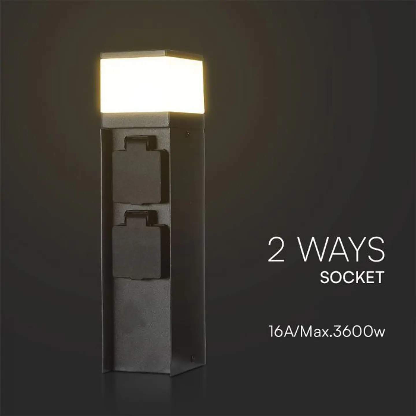 Garden column with lamp and 2 sockets IP44 V-TAC 3