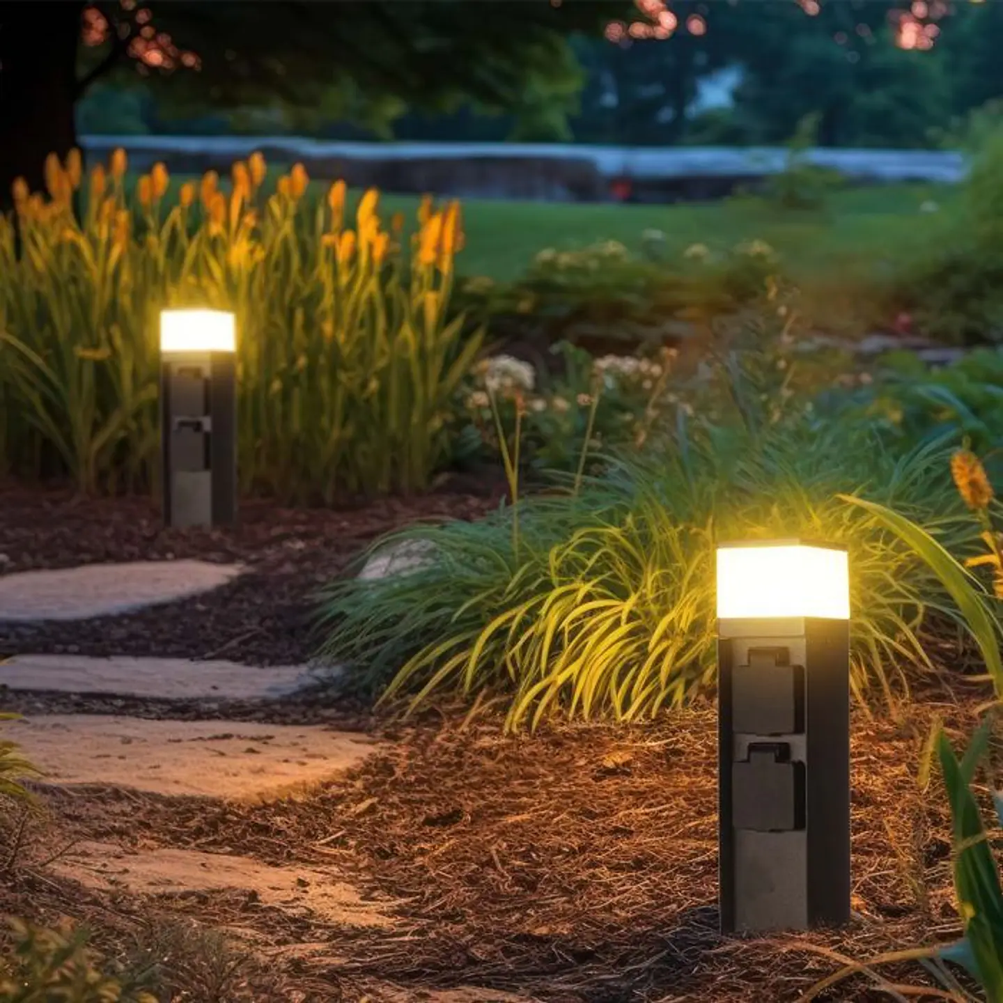 Garden column with lamp and 2 sockets IP44 V-TAC 6
