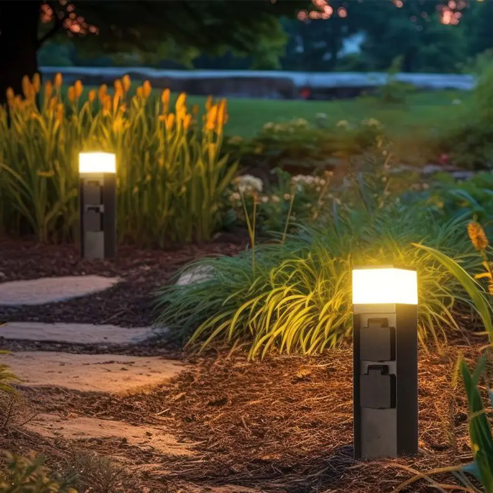 Garden column with lamp and 2 sockets IP44 V-TAC 6