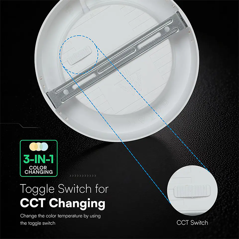 Round recessed downlight 18W V-TAC 3CCT 3