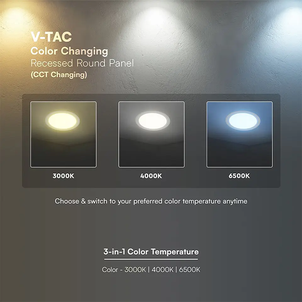 Round recessed downlight 24W V-TAC 3CCT 4