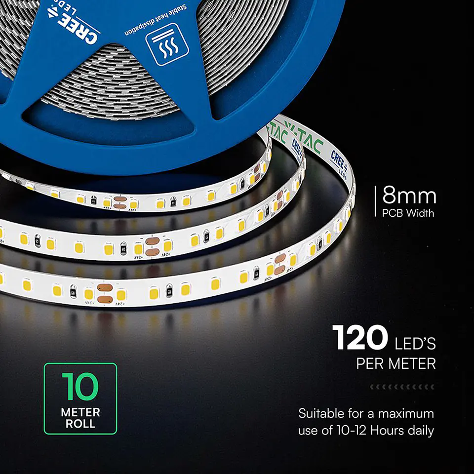 Fita LED SMD 2835-CREE 120 10W/M 24V IP20 Double PCB V-TAC 2