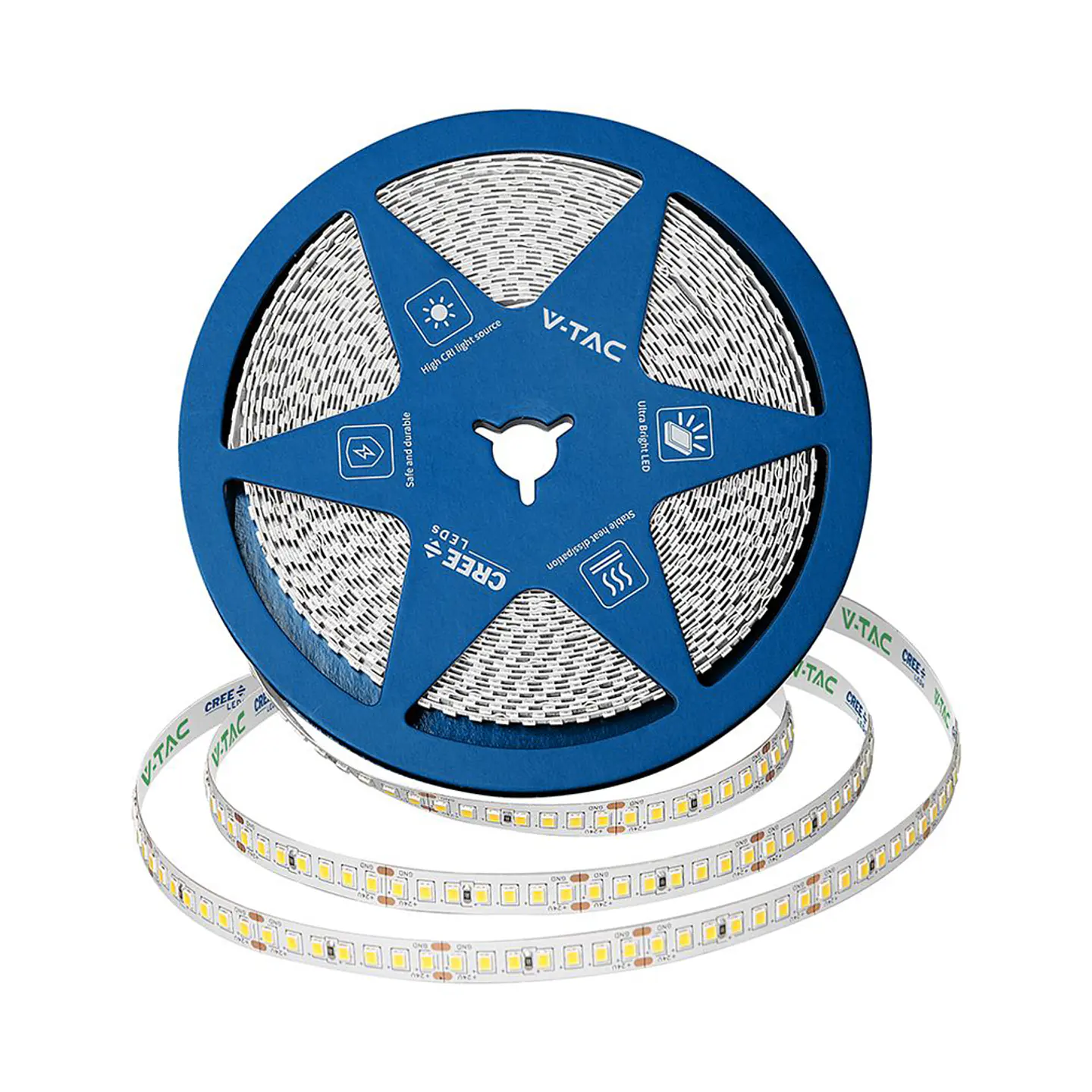 Fita LED SMD 2835-CREE 168 12W/M 24V IP20 Double PCB V-TAC  1