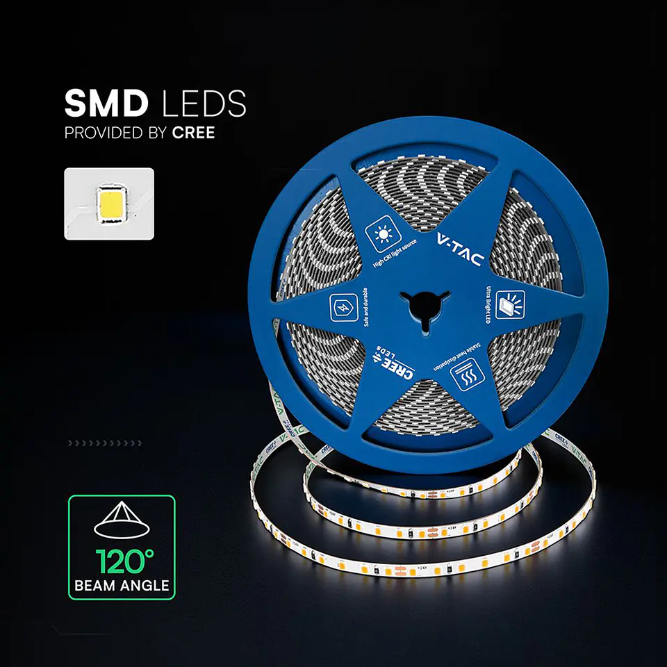 Fita LED SMD 2835-CREE 120 8W/M 24V IP20 Double PCB V-TAC  3